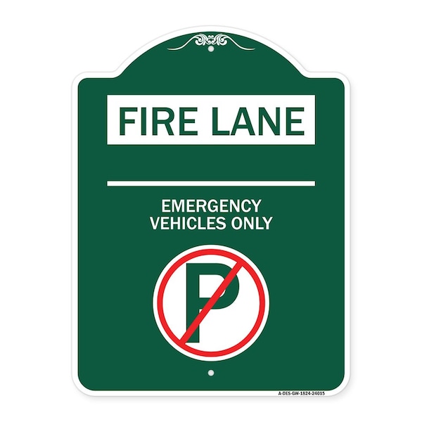 Signmission Fire Lane Emergency Vehicles With No ParkingHeavy-Gauge Aluminum Sign, 18" x 24", GW-1824-24015 A-DES-GW-1824-24015 - main